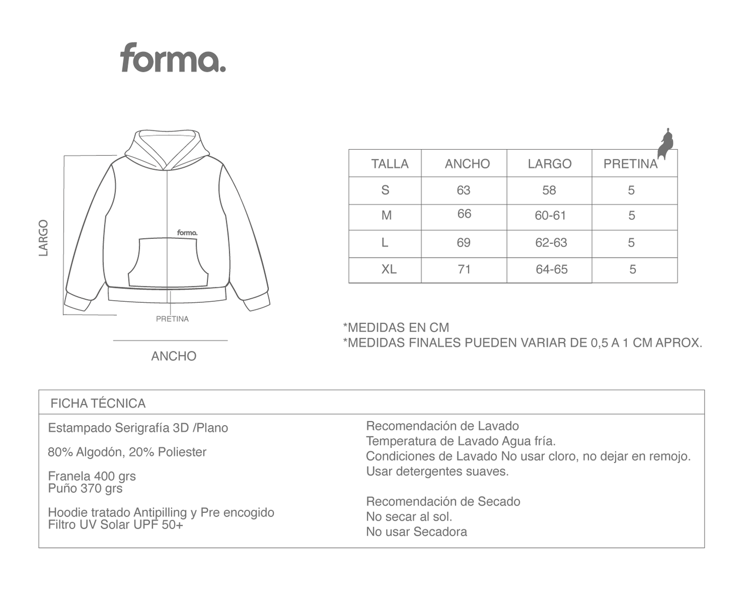 ZIP HOODIE FORMA NEGRO