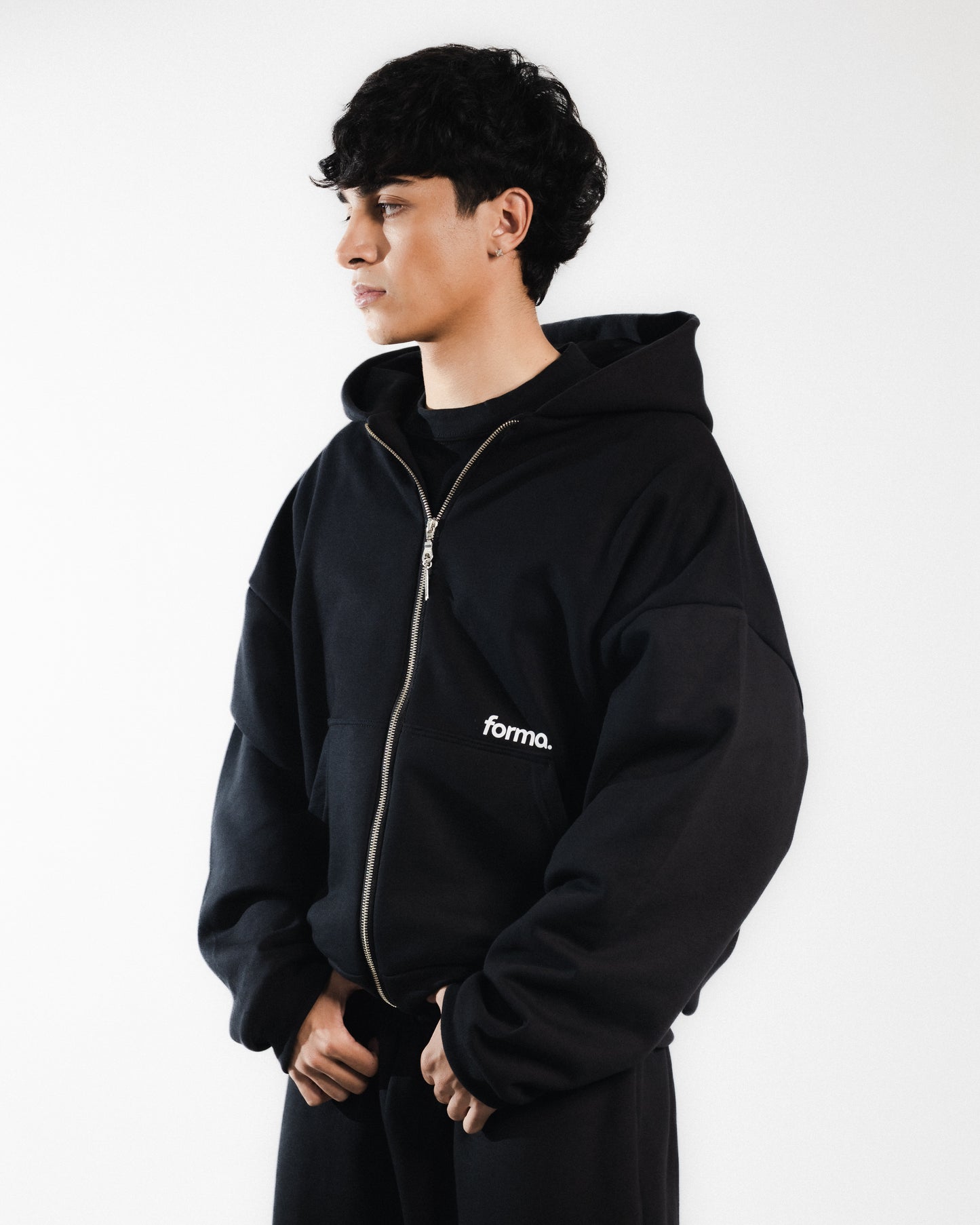 ZIP HOODIE FORMA NEGRO