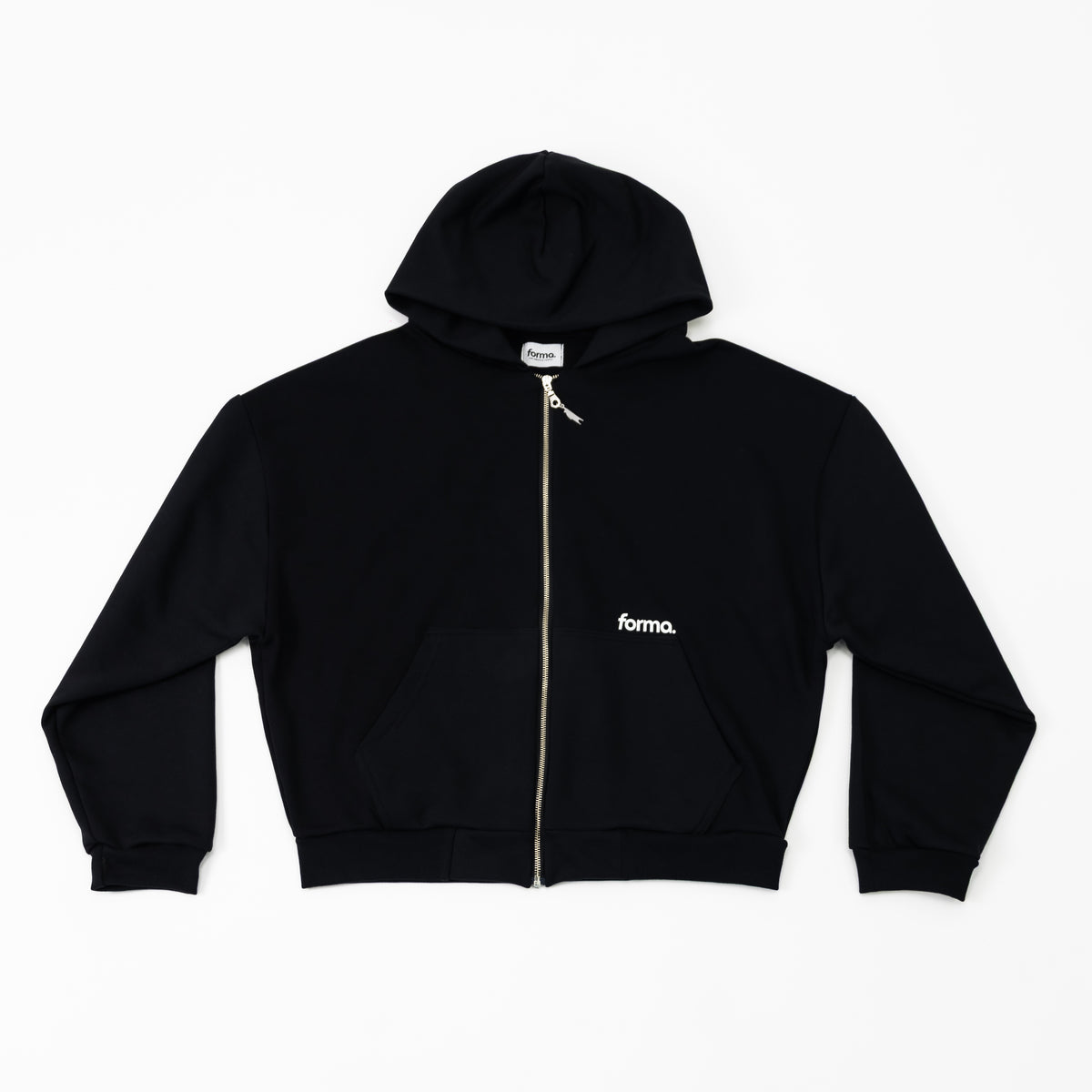 Zip hoodie negro FORMA con cierre, vista frontal